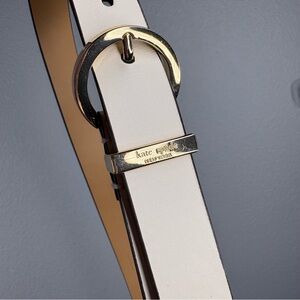 Kate Spade Cream Leather Belt with Round Buckle